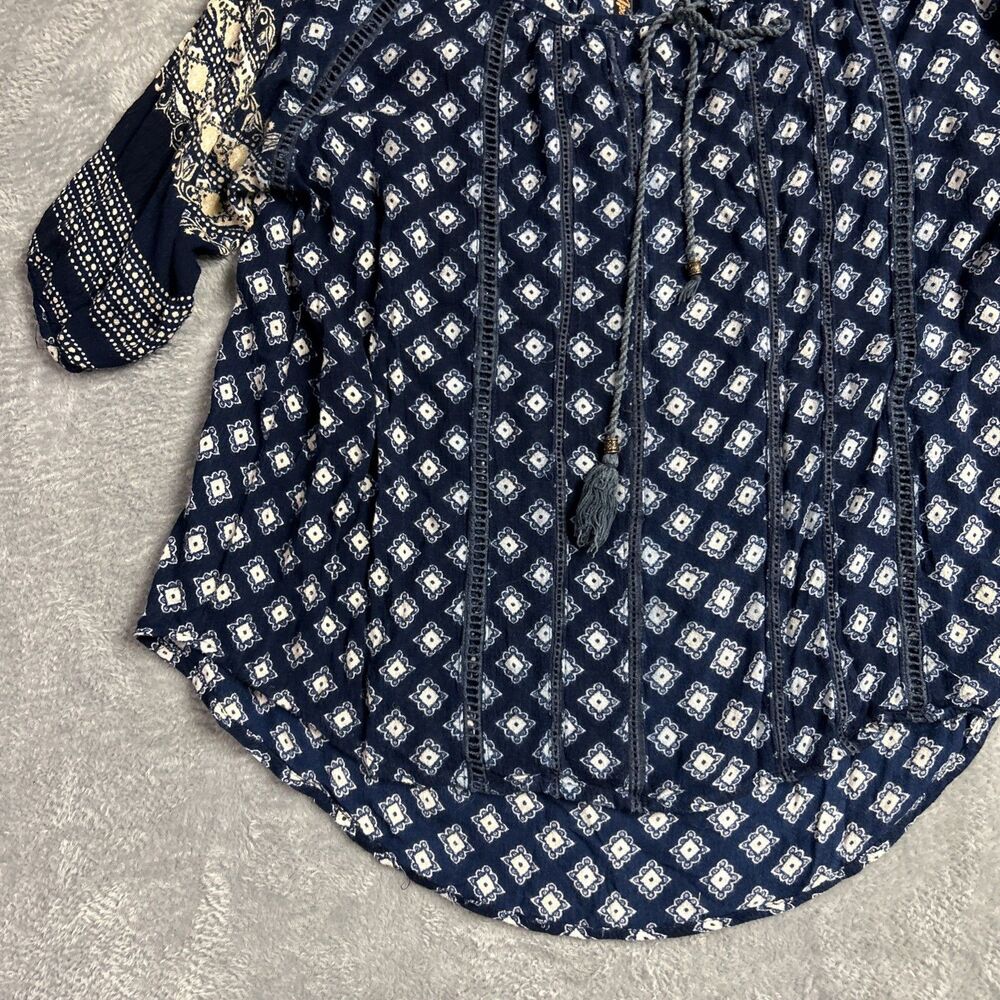Apollo Artsy Flowy Boho Embroidered Womens Shirt Top Y2K Sz M Peasant Gypsy - Picture 9 of 14